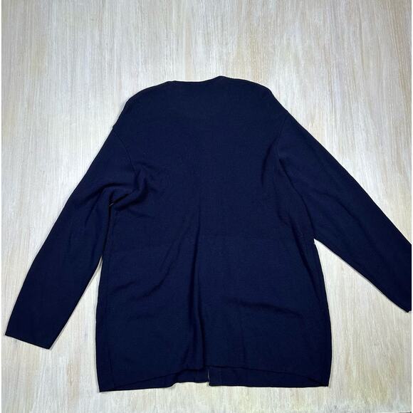 Vintage Jaeger Wool Blend Button Front Navy Classic Cardigan Sweater Large - Picture 7 of 13
